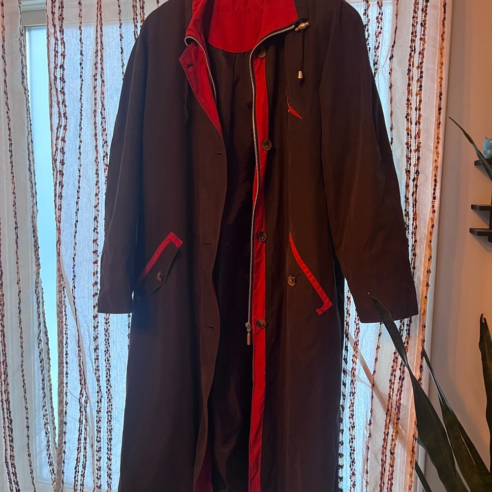 Women’s Navy and Red Trench Coat